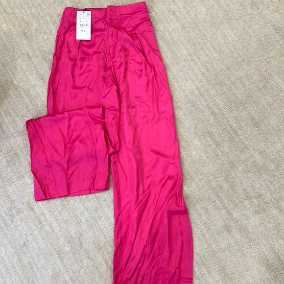 Zara Pants - ZARA Satin Effect Wide Leg Pants | X-Small